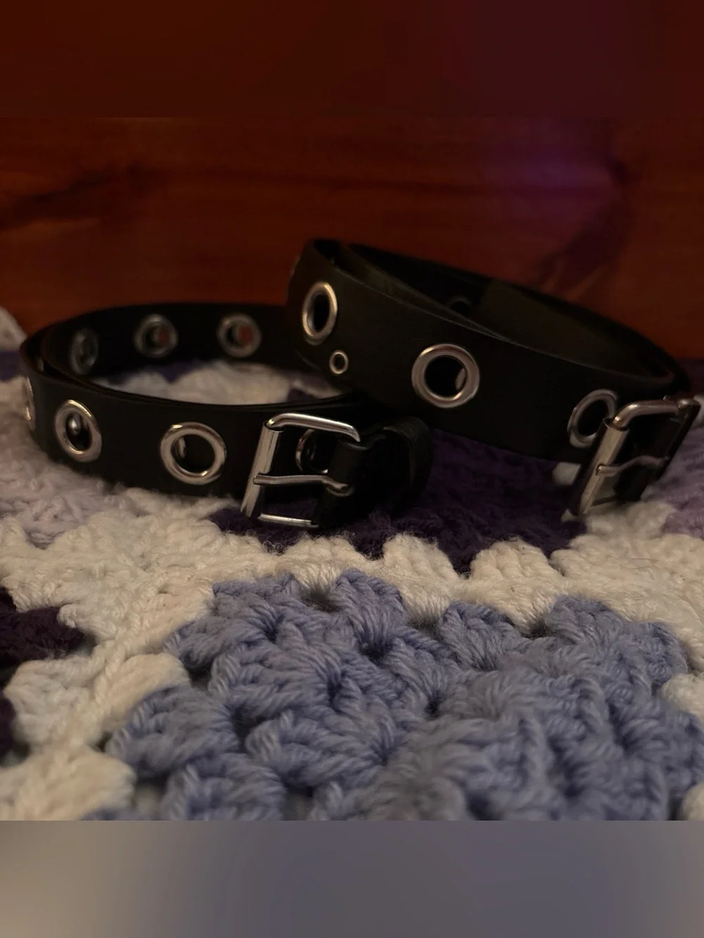 Black Grommet Belt with Silver Hardware - Women Accessories